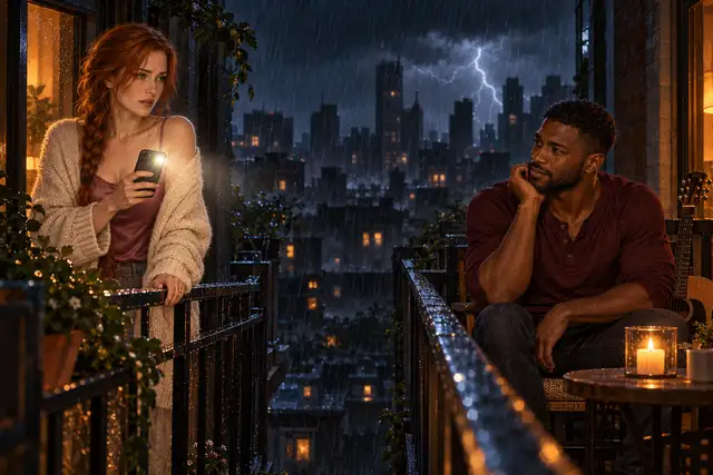A balcony during a storm